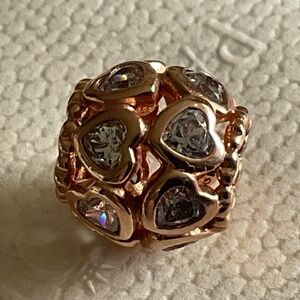 Pandora rose gold cluster of hearts charm